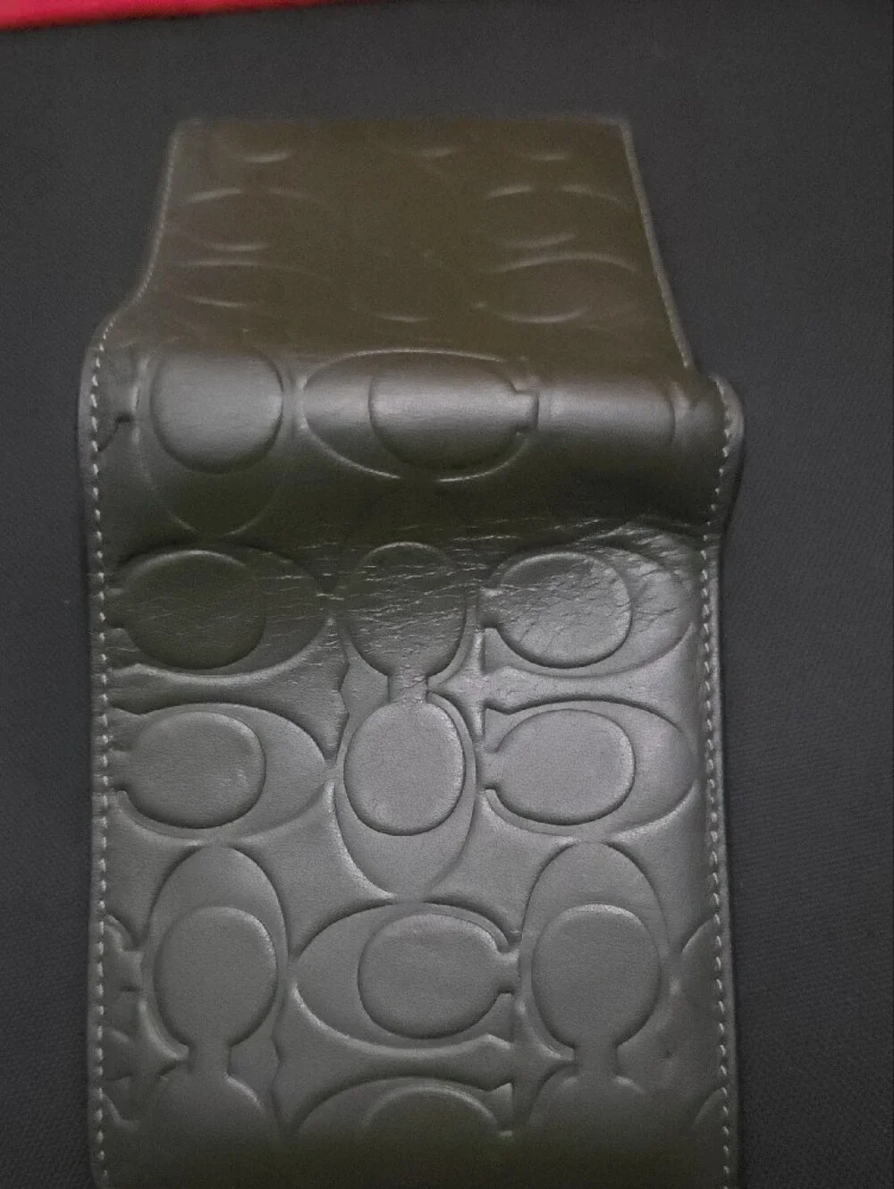 Coach Embossed Signature Leather Money Clip - Black
